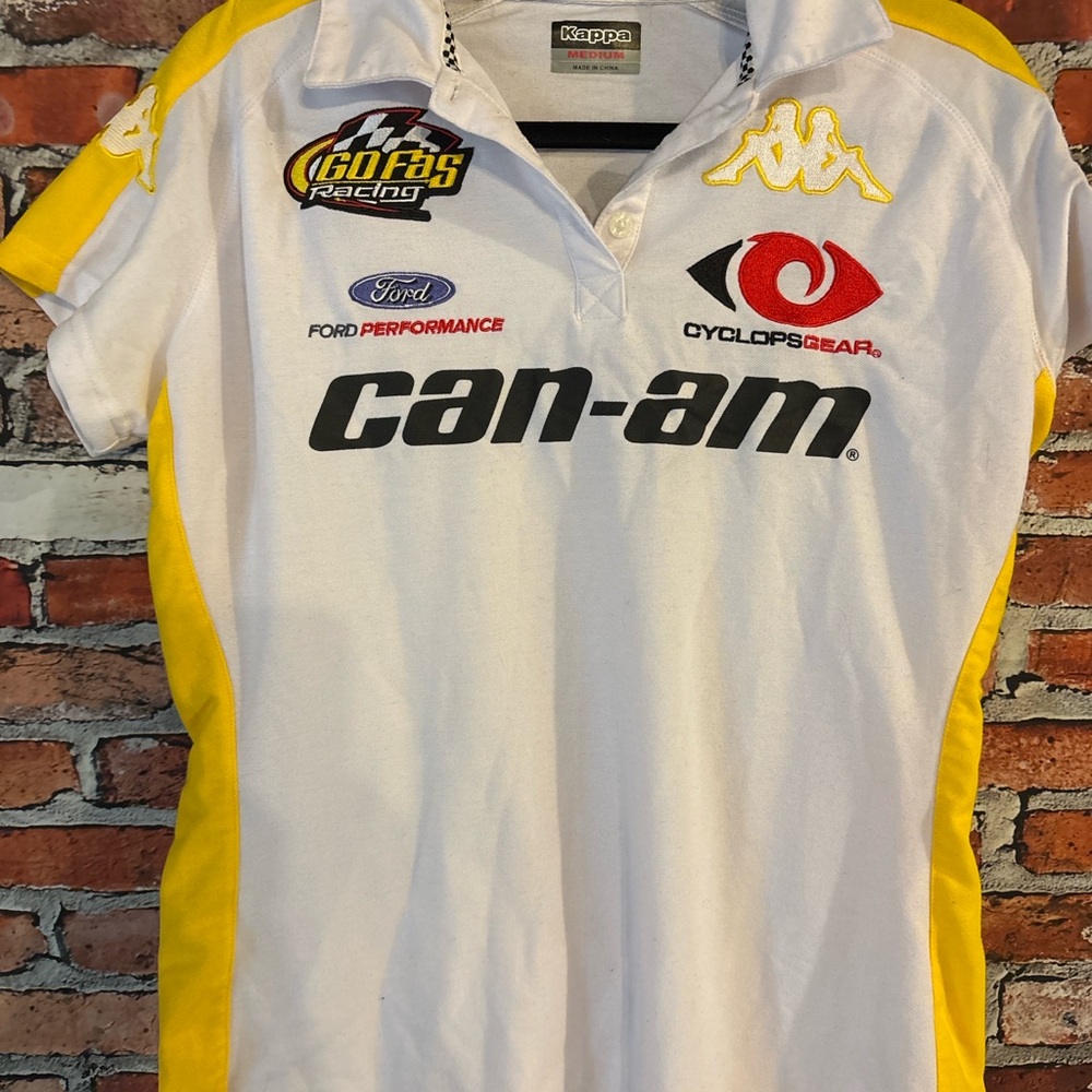 Can Am Kappa White and Yellow Racing Polo Shirt